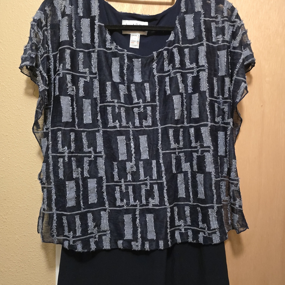 New Fall Items!! Joseph Ribkoff Navy and Gray Textured Blouse